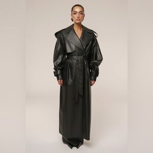JLuxLabel Faux Leather Trench Coat